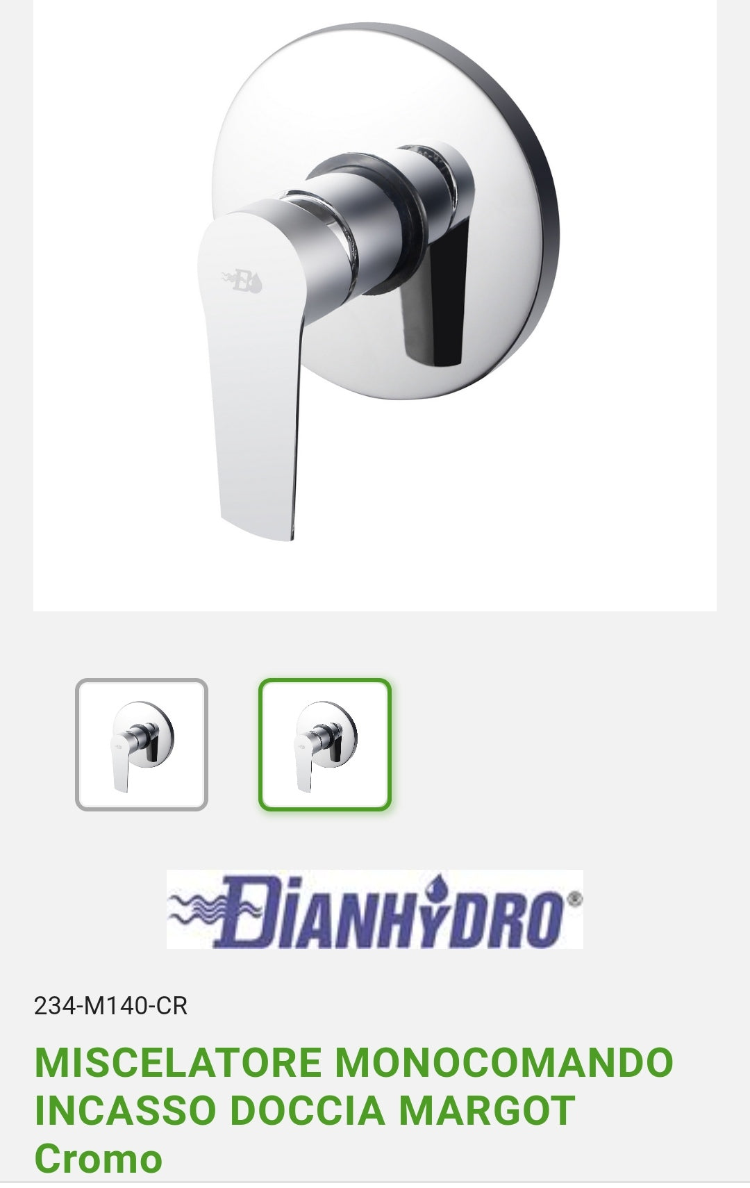 Margot Chrome Dianflex Built-in Single Lever Shower Mixer