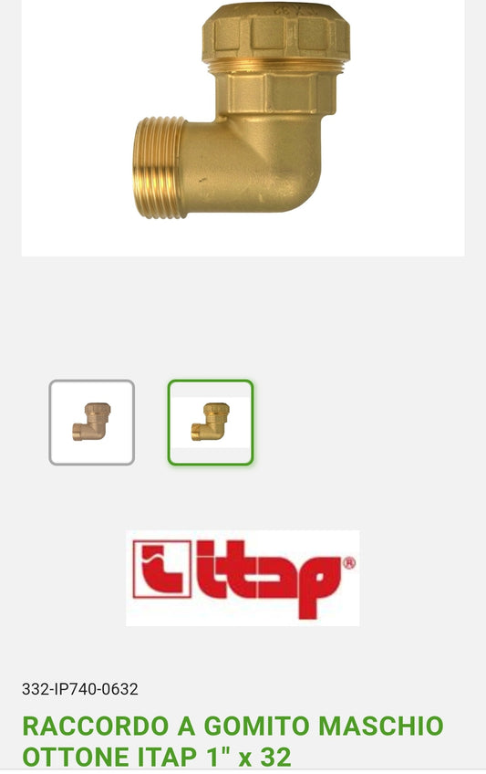 Elbow fitting M 1"x32 Brass x Polyethylene Itap