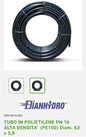 Polyethylene pipe PN 16 High Density D. 63x5.8 Dianflex