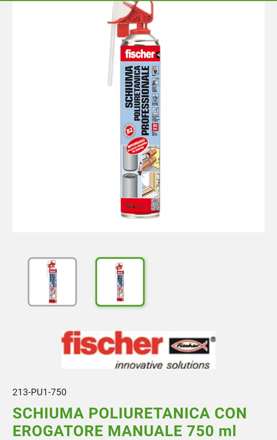 Polyurethane foam. C/Disbursed Manual 750 ml Fischer