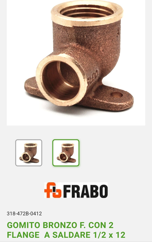 Bronze Elbow F. 2 Flanges 12x1/2 to weld Frabo