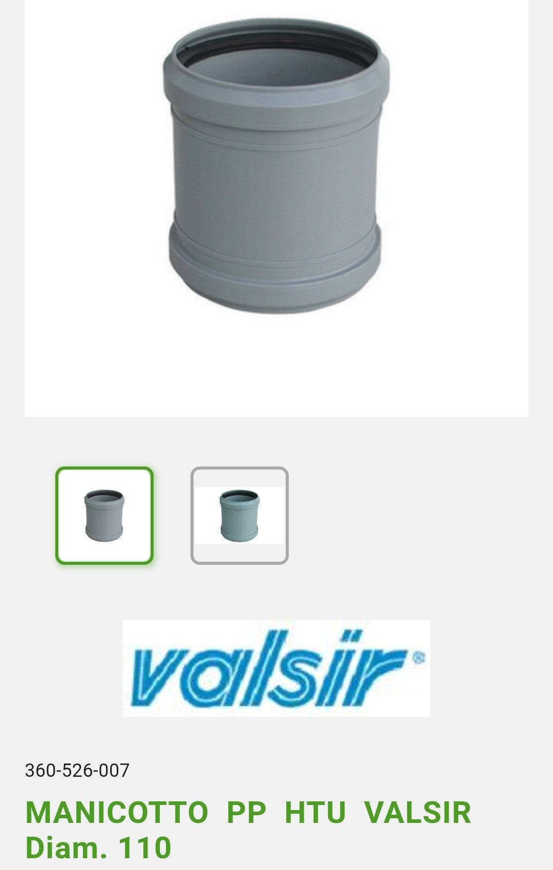 PP HTU Plug-in Sleeve D. 110 Valsir