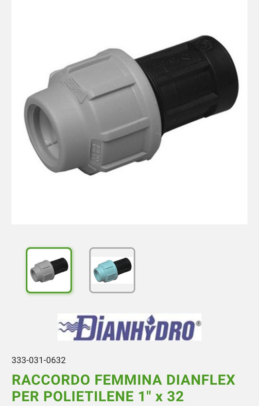 F fitting 1"x32 x Polyethylene Dianflex