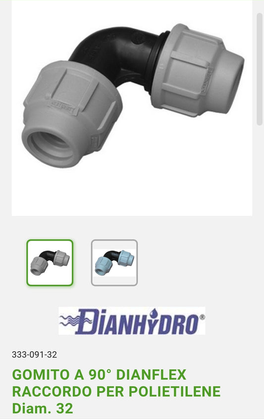 90° elbow D. 32 Fitting x Polyethylene Dianflex