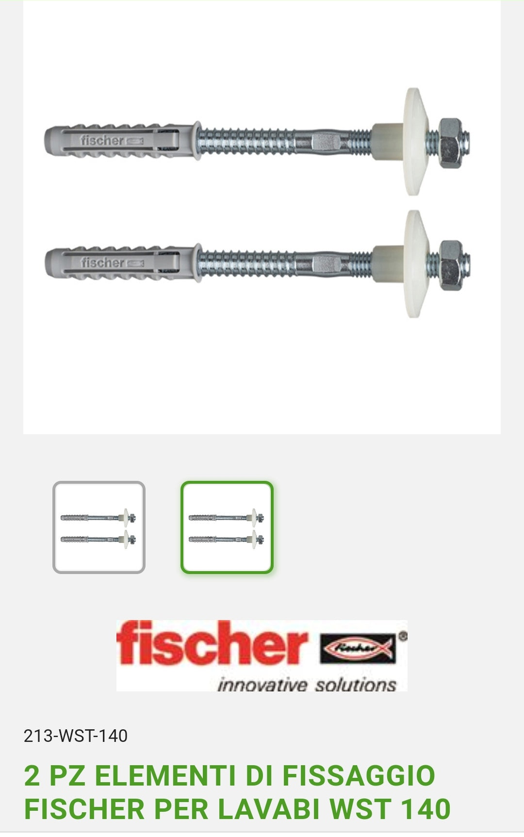 Elementi di Fissaggio x Lavabi WST 140 2 pz. Fischer