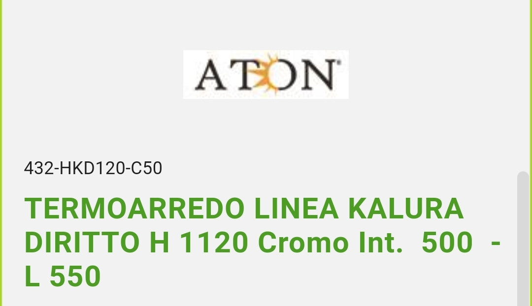 Termoarredo Kalura Cromo Diritto H.1120X INT.500