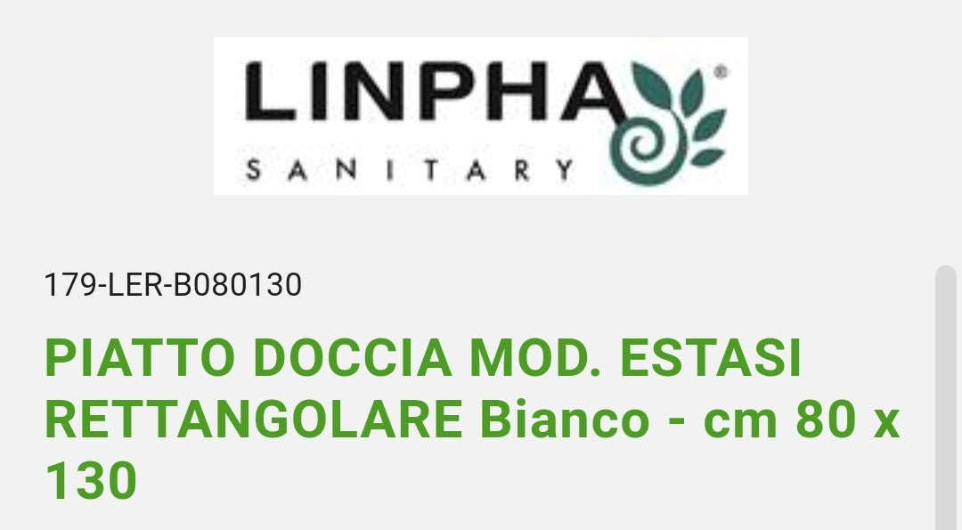 Piatto Doccia 80X130 Bianco Mod. Estasi