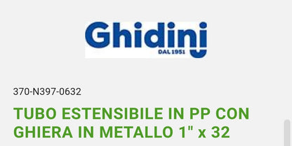 Plurex Tubo Estensibile in PP C/Ghiera in Metallo 1"x32 Ghidini