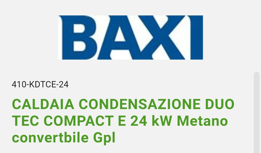 Caldaia Condensaz. Duo Tec Compact E 24 KW Mtn convert. GPL Baxi