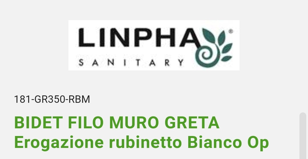 Bidet Filo Muro Greta Bianco Opaco  Erogazione Rubinetto Linpha