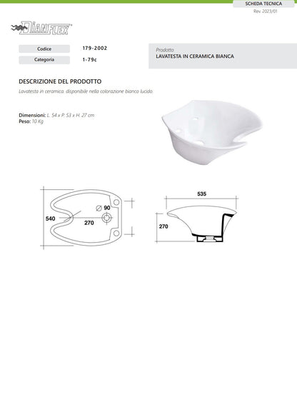 Lavatesta in Ceramica Bianca 54x53xH.27 Linpha