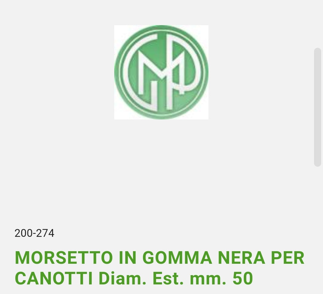 Morsetto in Gomma Nera x Canotti D. Est. mm 50 Dianflex