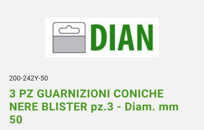 Guarnizioni Coniche Nere Blister 3 pz Diam. 50 mm