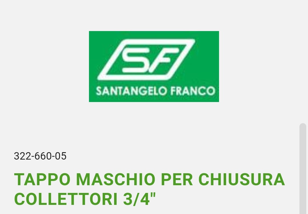 Tappo Maschio x Chiusura Collettori 3/4" Santangelo SF