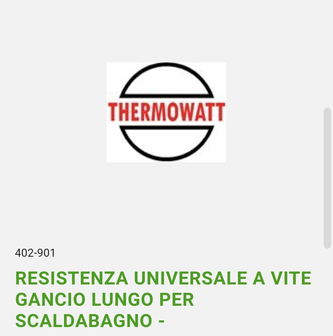 Resistenza Universale a Vite Gancio Lungo x Scaldabagno Termowatt