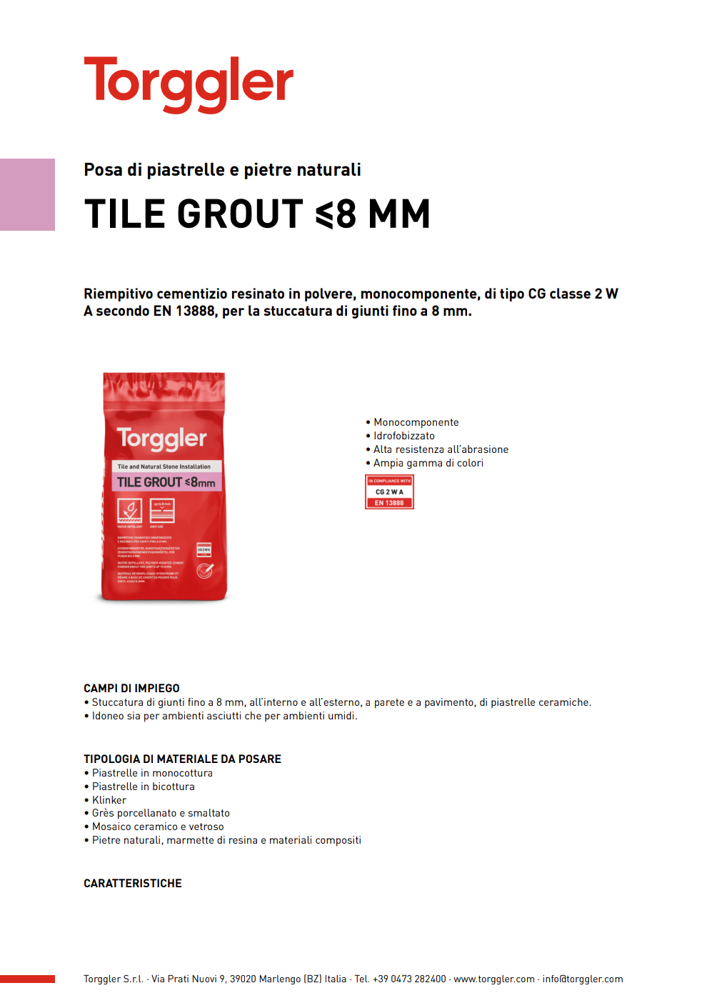 Tile Grout 8mm Grigio Perla 5 Kg Torggler