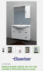 Mobile Bagno Venice 105 cm C/Specchio e Lavabo Bianco Lucido