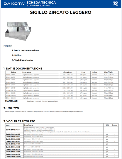 Sigillo Zincato 33x33 Leggero