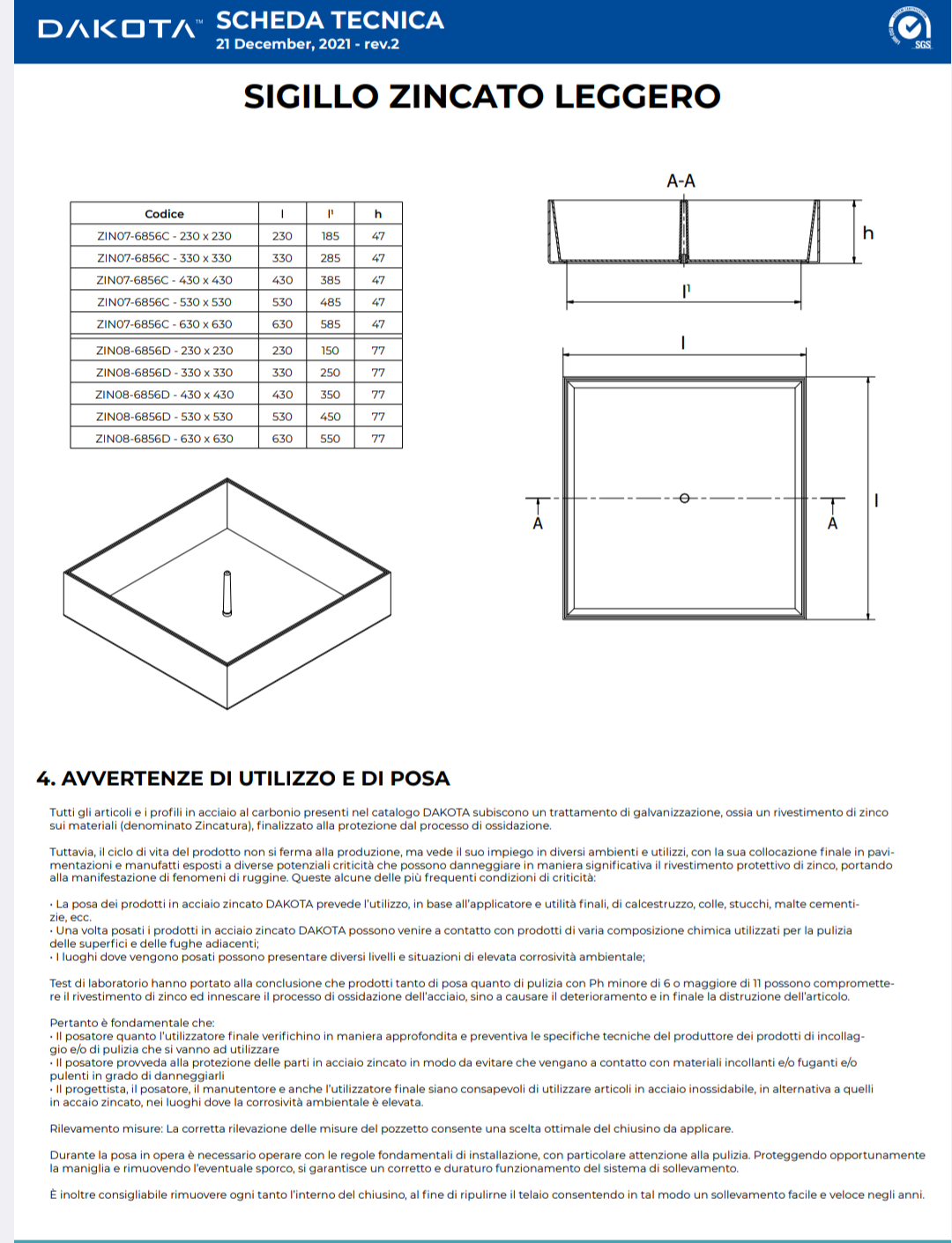 Sigillo Zincato 23x23 Leggero