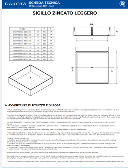 Sigillo Zincato 23x23 Leggero