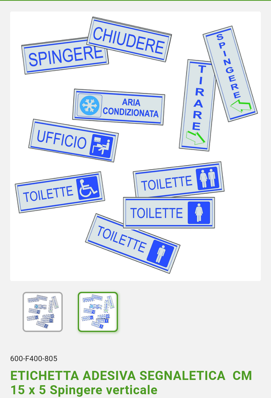 Etichetta Segnaletica 15x5 Adesiva (Spingere Verticale) Dianflex