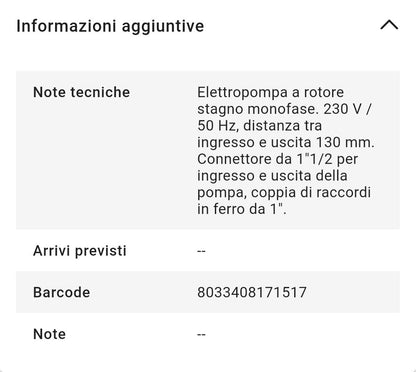 Circolatore Cacheng CPD kW 0,05-0,10 Att.1"1/2