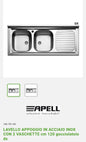 Lavello Appoggio Cm.120 DX Acciaio Inox Apell