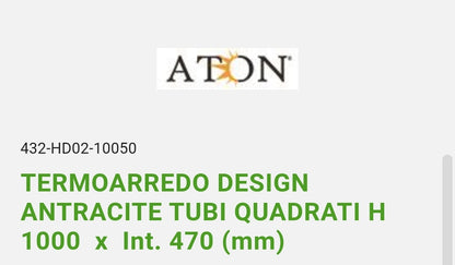 Termoarredo Design Antracite Tubi Quadrati H 1000xInt. 470 mm Aton