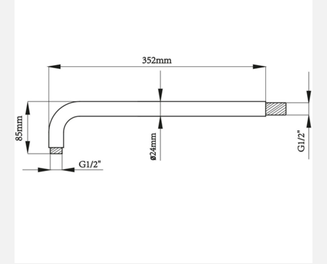 Braccio Doccia Tondo in Ottone 35 cm x Diam. 2,4 cm Dianflex