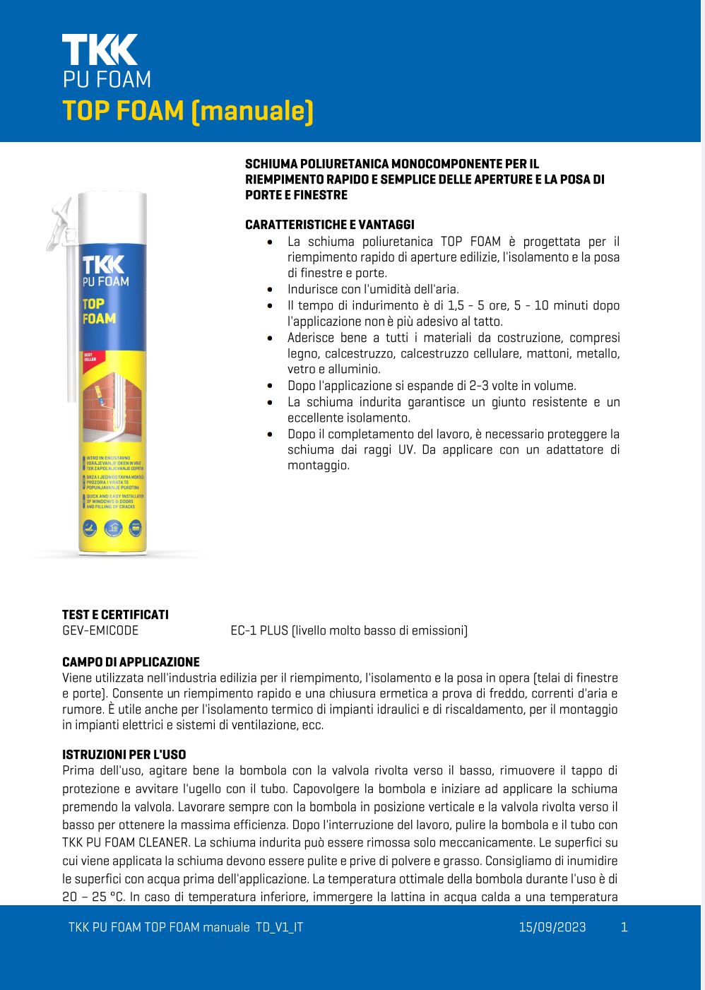 Schiuma Poliuretanica Pu Foam Top 750 ml