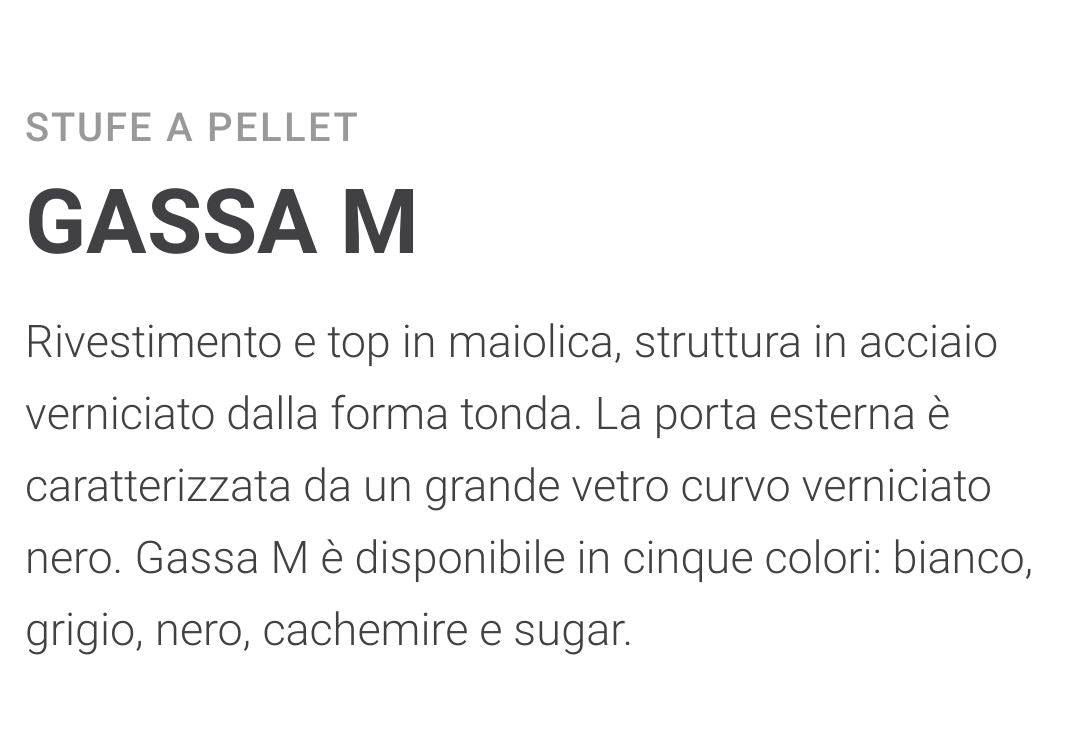 Gassa Bianco MP14 Stufa a Pellet Aria Calda Ventilata Caminetti Montegrappa