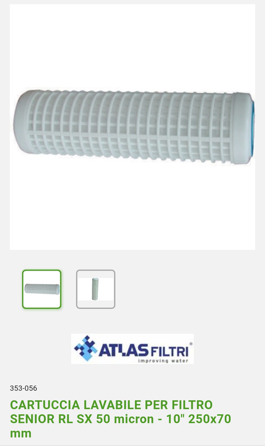 Washable cartridge for senior filter