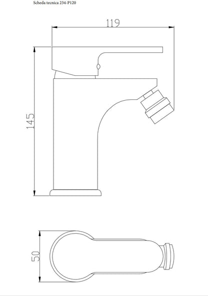 Paco Cromo DianHydro single-lever bidet mixer