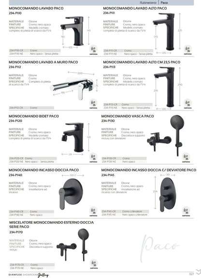 Monoc mixer. Built-in Shower Paco Series Matt Black Dianflex