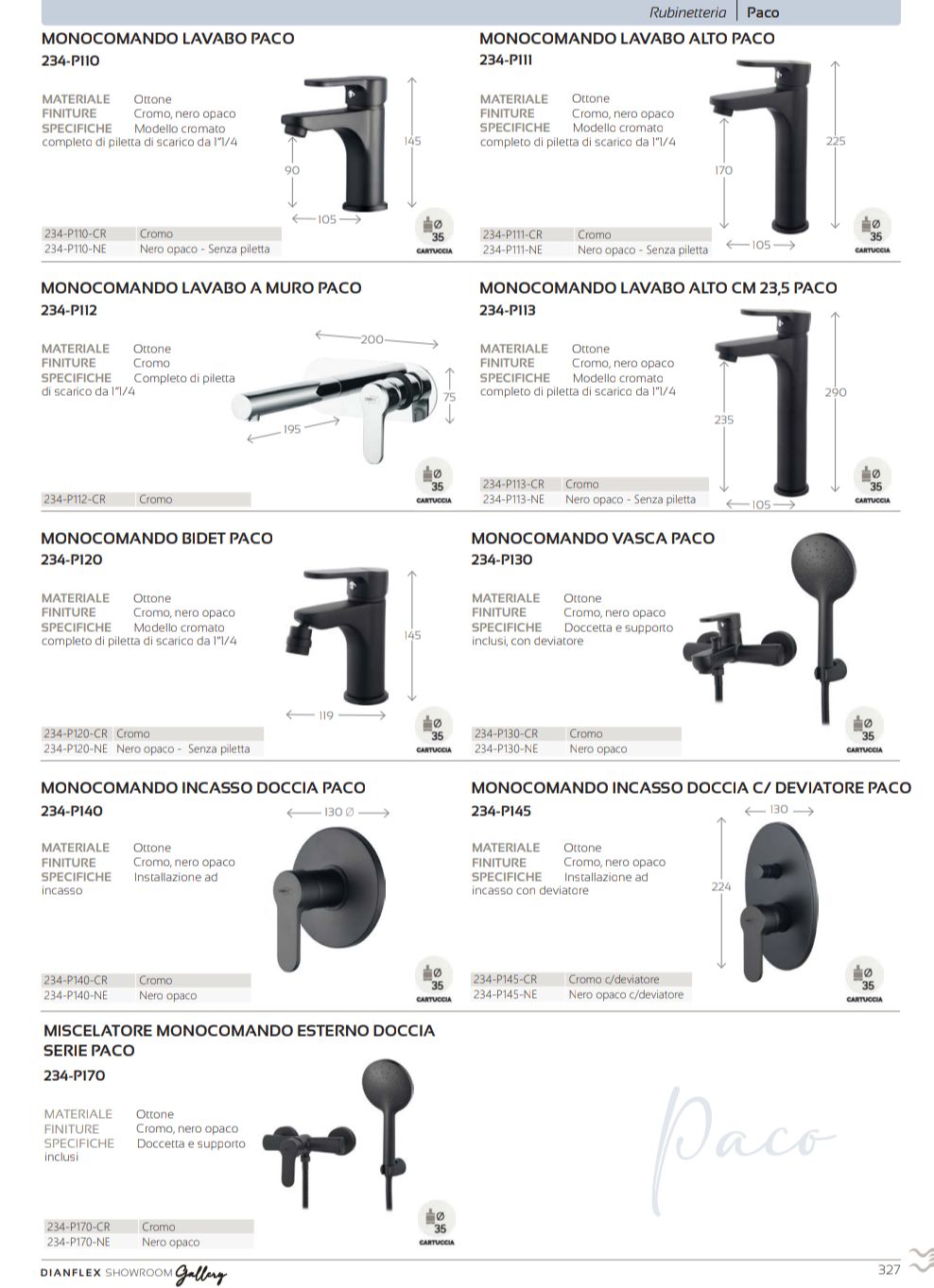 Monocomando Inc. Doccia C/Deviatore Paco Cromo Dianhydro