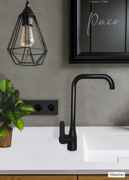 Monoc mixer. Built-in Shower with Dev. Paco Series Matt Black Dianflex