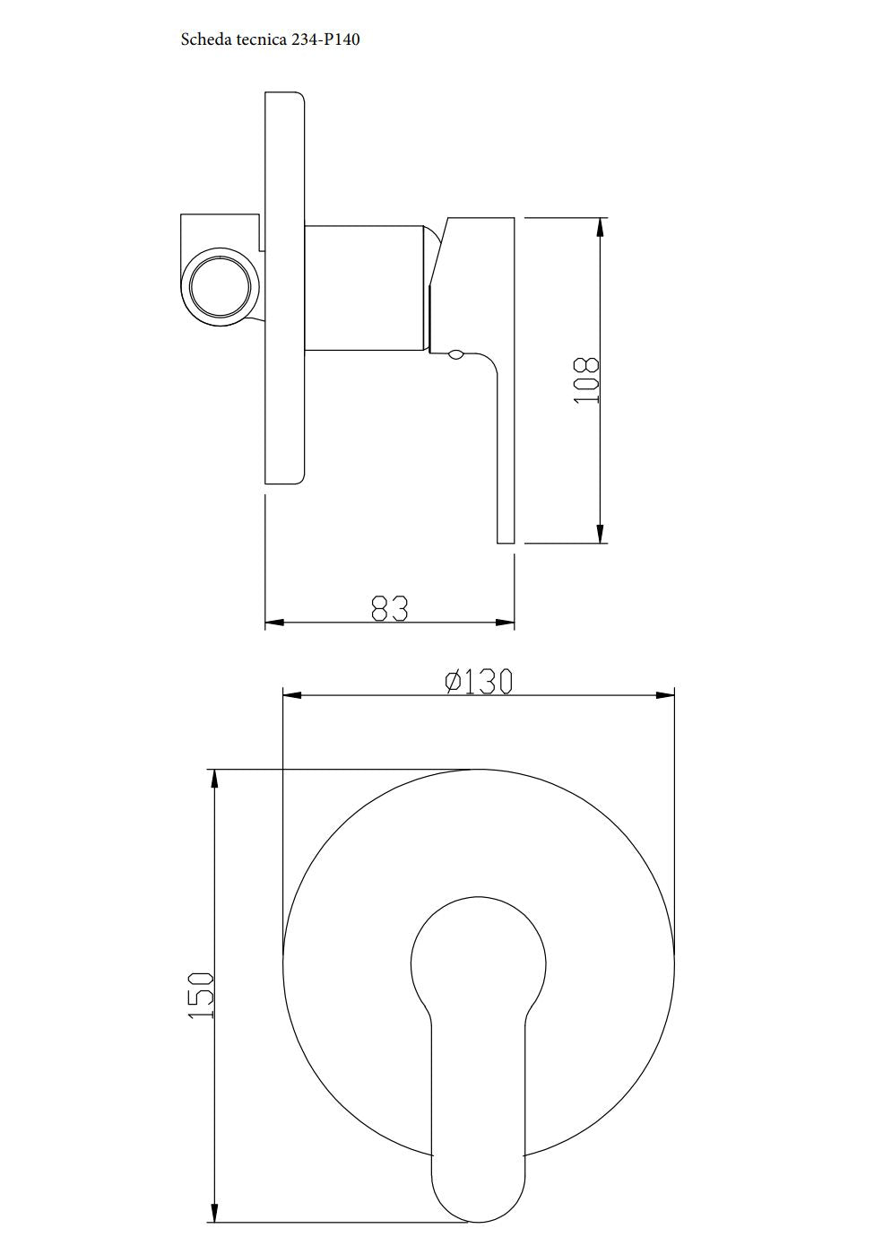 Monoc mixer. Built-in Shower Paco Series Matt Black Dianflex