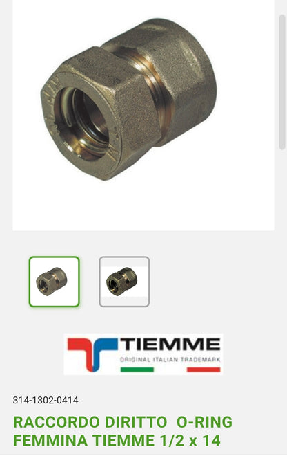 Raccordo Diritto F1/2x14 O-Ring Tiemme