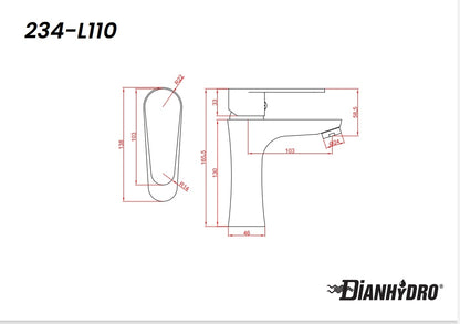 Miscelatore Monocomando Lavabo Serie Lizzy Nero Opaco Dianflex