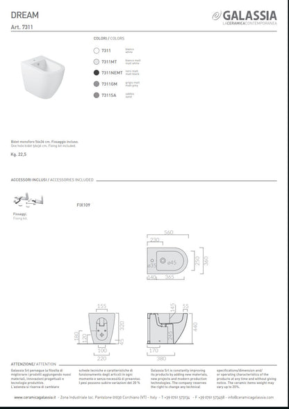 Dream Bidet 56 Bianco Galassia