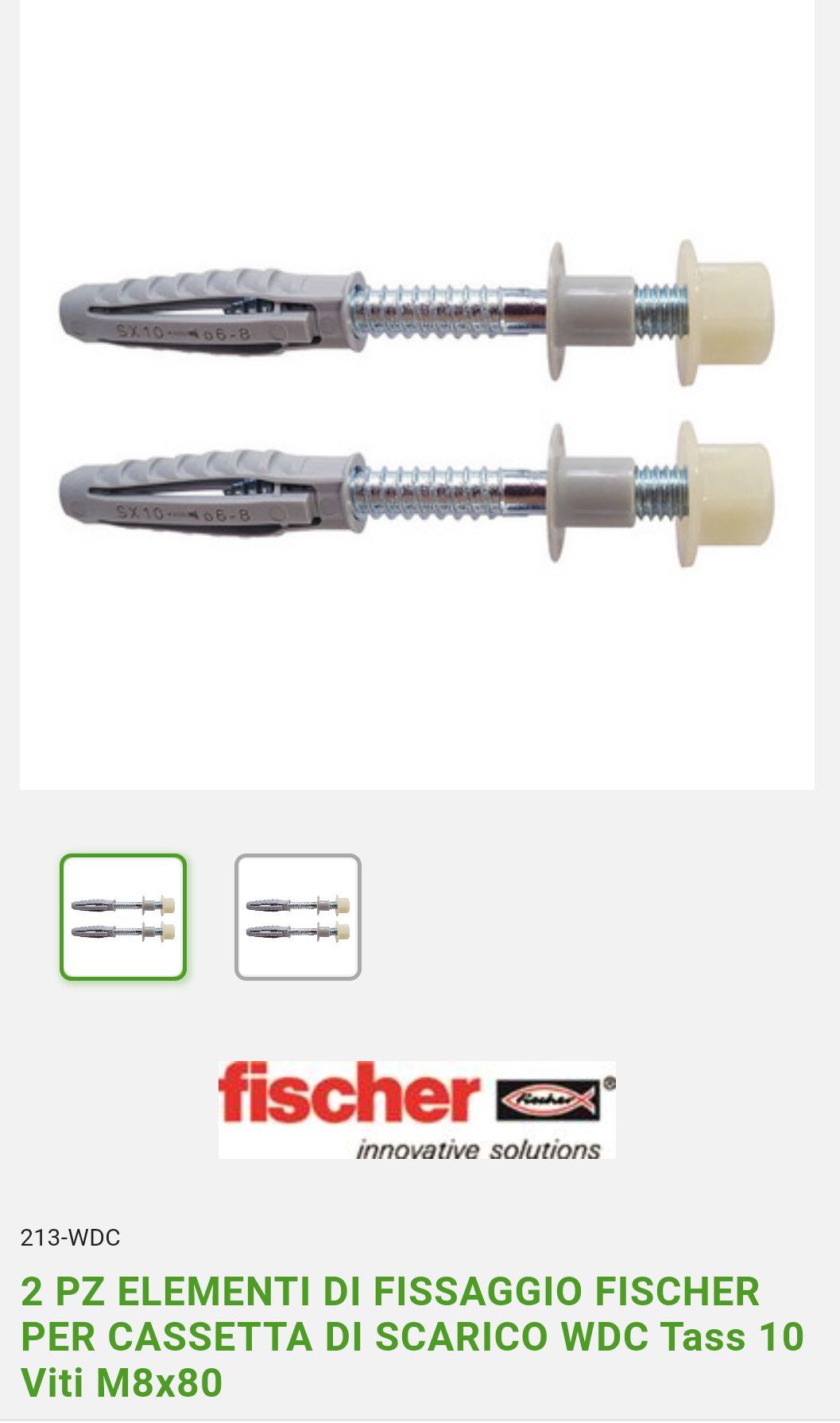 Elementi Fissaggio x Cassetta di Scarico M8x80 WDC Fischer