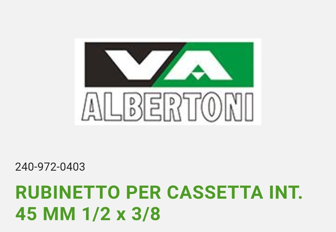 Rubinetto Pincus x Cassetta Int. 45 mm 1/2x3/8 Albertoni