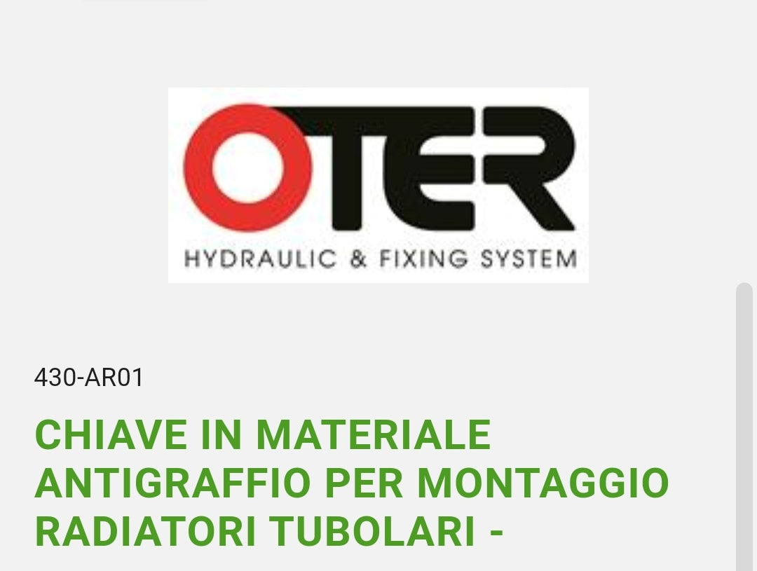 Chiave in Materiale Antigraffio x Montaggio Radiatori Tubolari Oter