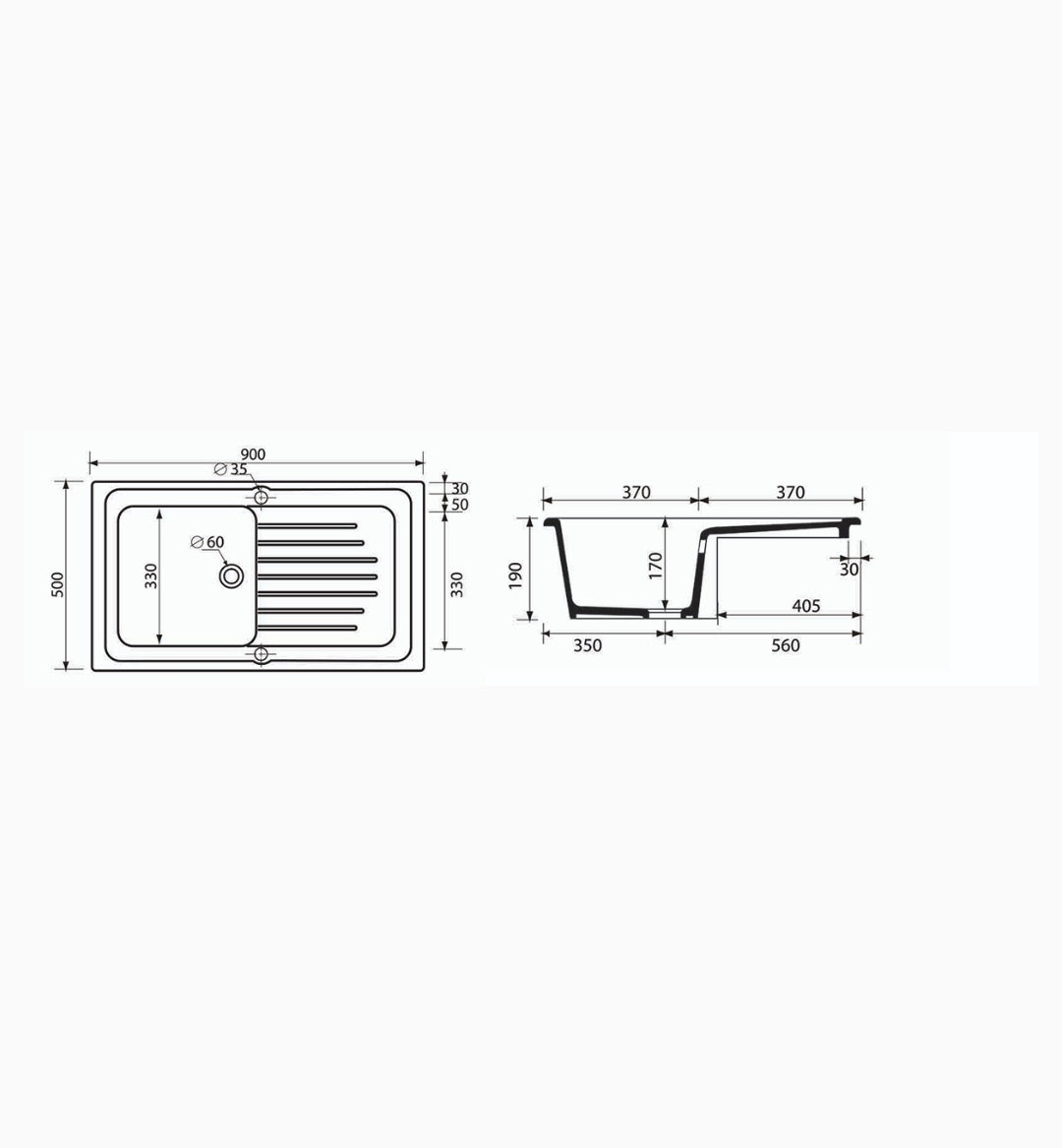 Lavello da Incasso in Ceramica c/ 1 Vaschetta 90x50 Bianco Linpha