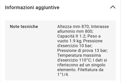 Radiatore Tubolare in Acciaio 3 Colonne Mod. 870 DL 10 Elementi