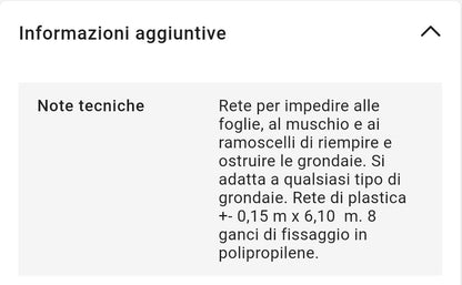 Rete per Grondaia + 0,15m x 6,10 m Ribimex