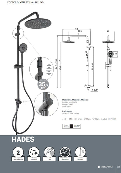 Colonna Doccia Mod. Hades Nero Matt Metaform