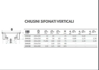 Chiusino di scarico sifonato in PP cm. 10X10