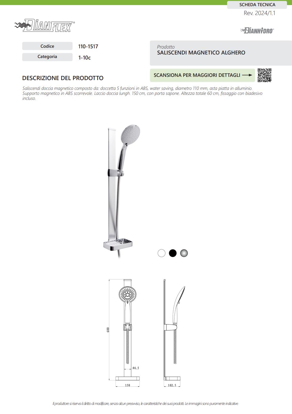 Alghero White Shower Latch