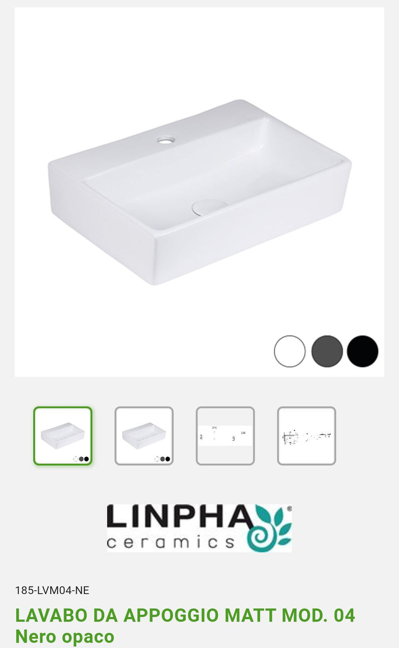 Lavabo da Appoggio Nero Opaco Matt